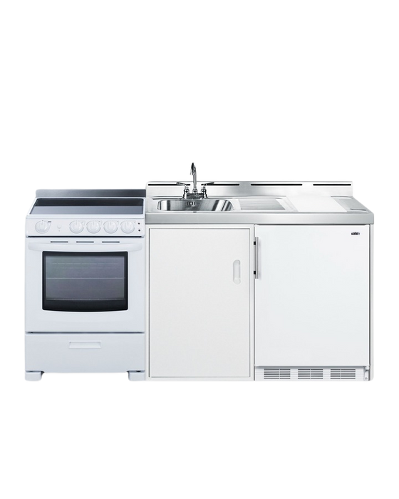 Accucold 72" Wide All-in-One Kitchenette with Electric Range - ACK72ELSTW