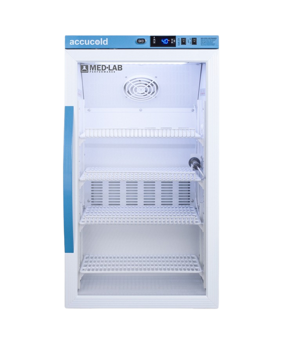 Accucold Counter Height Laboratory Refrigerator, 3 Cu.Ft., Glass Door - ARG3ML