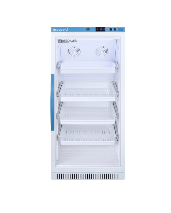 Accucold Laboratory Refrigerator, 8 Cu.Ft., Glass Door, Removable Drawers - ARG8MLDR