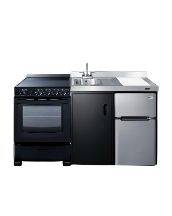 Accucold 63" Wide All-in-One Kitchenette with Electric Range - ACK63ELSTB