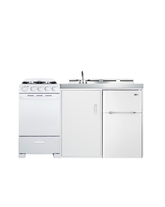 Accucold 60" Wide All-in-One Kitchenette with Gas Range - ACK60GASW