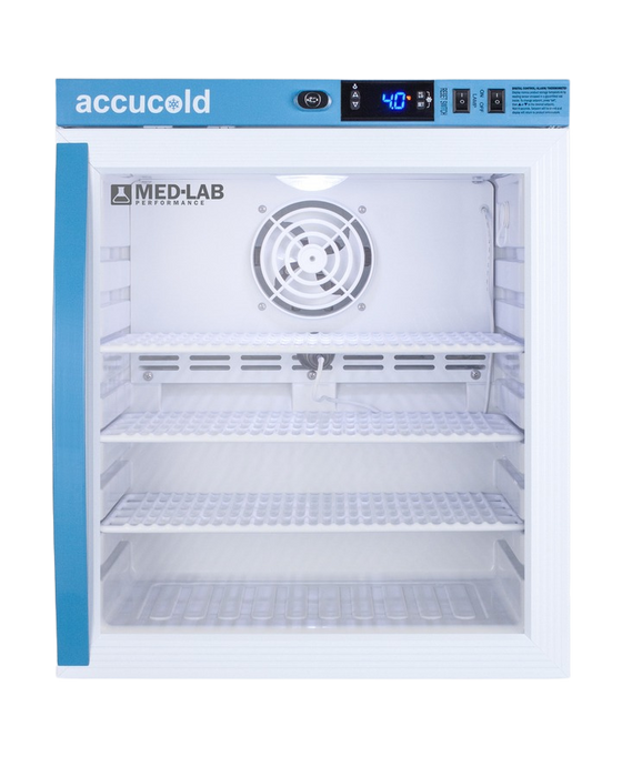 Accucold Compact Laboratory Refrigerator, 1 Cu.Ft., Glass Door - ARG1ML