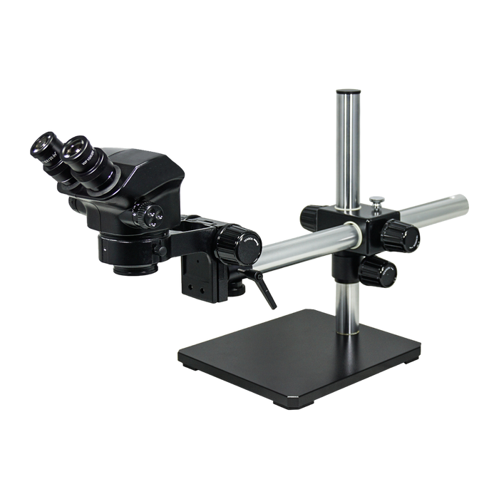 ESD-Safe Binocular Zoom Stereo Microscope with Single-Arm Boom Stand