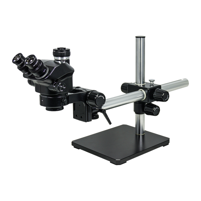 ESD-Safe Binocular Zoom Stereo Microscope with Single-Arm Boom Stand