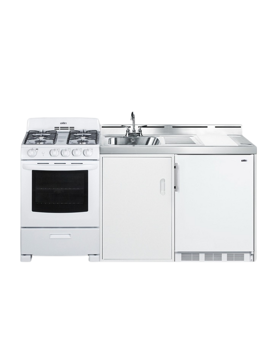 Accucold 72" Wide All-in-One Kitchenette with Gas Range - ACK72GASW