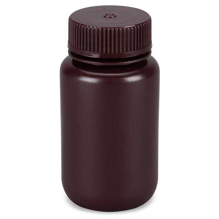 Bottle,Amber Wide Mouth,Round,HDPE,125mL