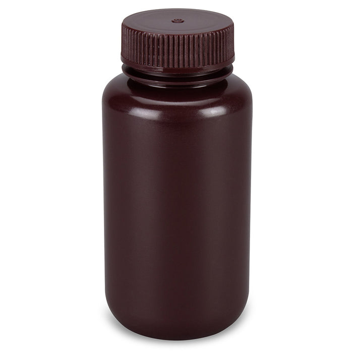 Bottle,Amber Wide Mouth,Round,HDPE,250mL