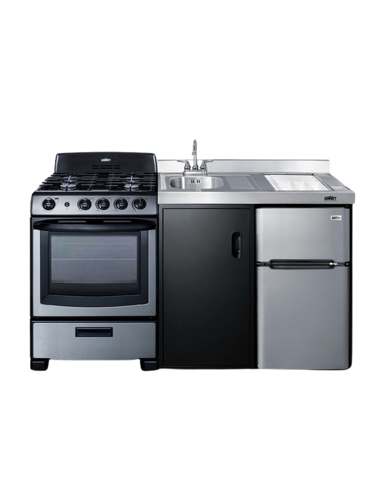 Accucold 63" Wide All-in-One Kitchenette with Gas Range - ACK63GASBSS