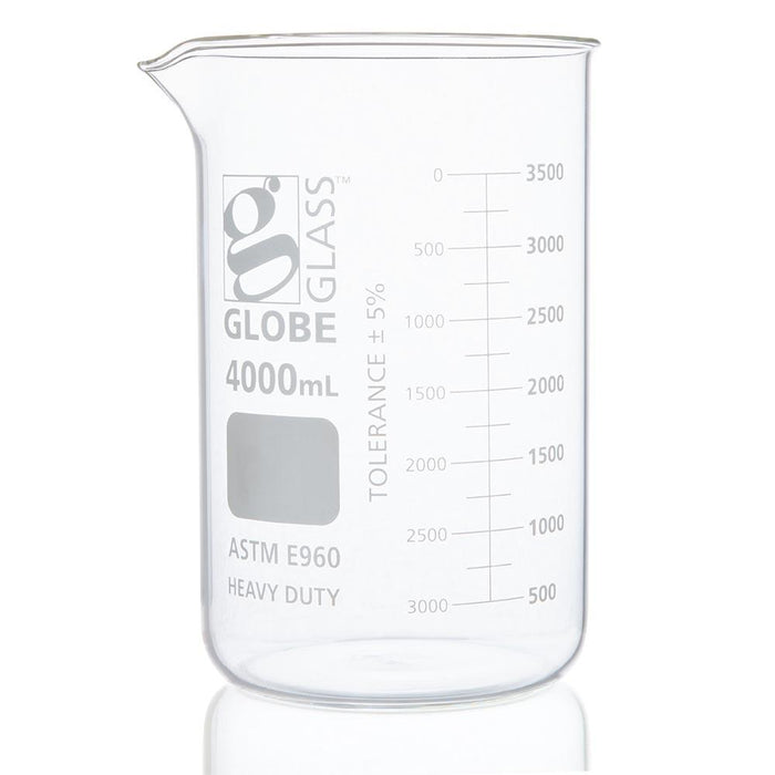 Beaker, Globe Glass, 4000mL, Low Form