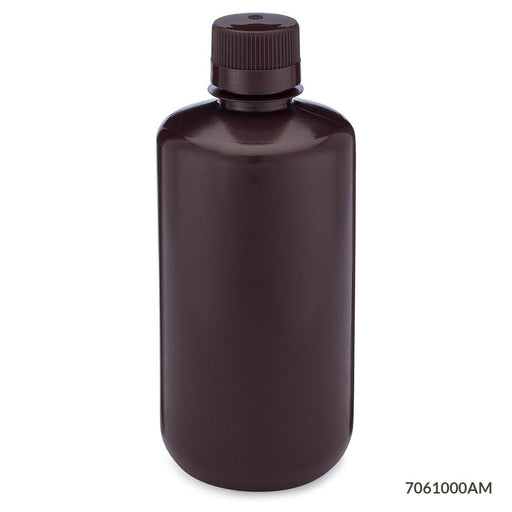 Bottle, Amber Narrow Mouth, Round, HDPE, 1000mL