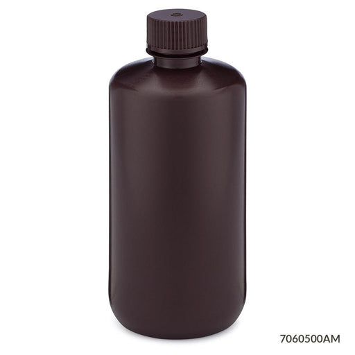 Bottle, Amber Narrow Mouth, Round, HDPE, 500mL