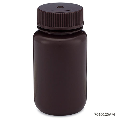 Bottle, Amber Wide Mouth, Round, HDPE, 125mL