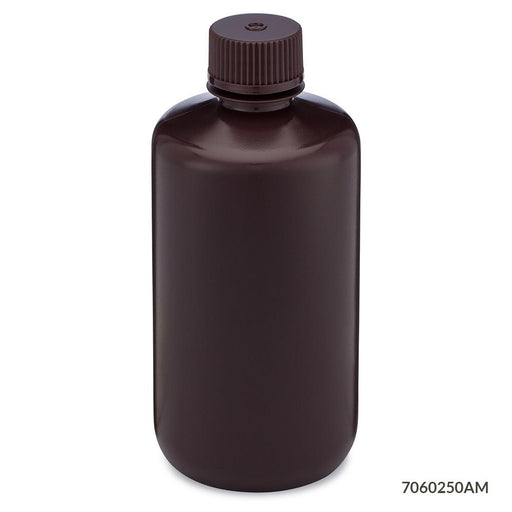 Bottle, Amber Narrow Mouth, Round, HDPE, 250mL