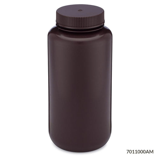 Bottle, Amber Wide Mouth, Round, HDPE, 1000mL