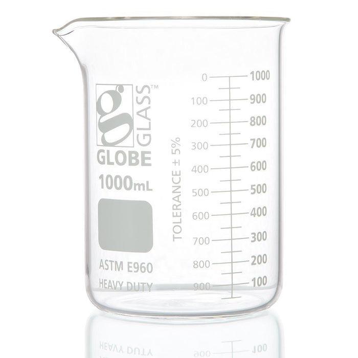 Beaker, Globe Glass, 1000mL, Low Form