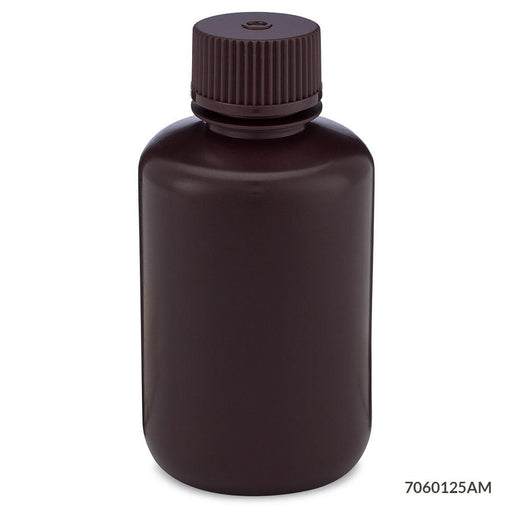 Bottle, Amber Narrow Mouth, Round, HDPE, 125mL