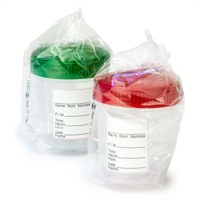 Specimen container, 4oz, green screwcap, ID Label