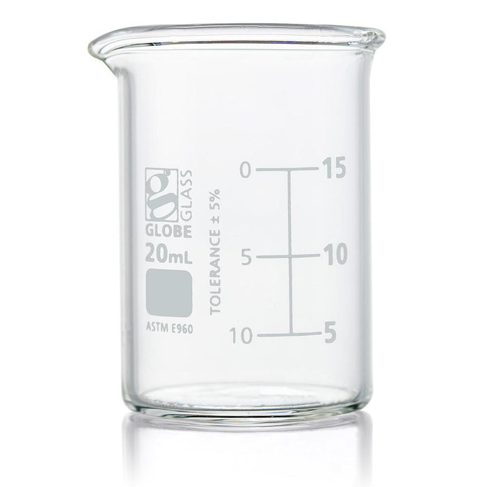 Beaker, Globe Glass, 20mL, ASTM E960