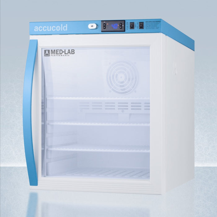 Accucold Compact Laboratory Refrigerator, 1 Cu.Ft., Glass Door - ARG1ML