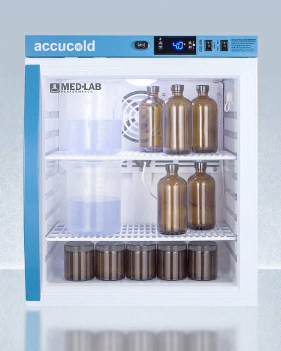 Accucold Compact Laboratory Refrigerator, 1 Cu.Ft., Glass Door - ARG1ML