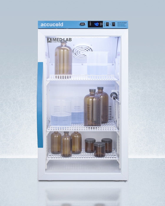 Accucold Counter Height Laboratory Refrigerator, 3 Cu.Ft., Glass Door - ARG3ML