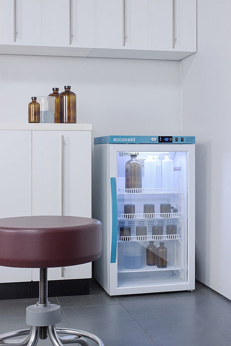 Accucold Counter Height Laboratory Refrigerator, 3 Cu.Ft., Glass Door - ARG3ML