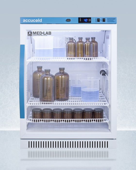 Accucold ADA Height Laboratory Refrigerator, 6 Cu.Ft., Glass Door - ARG6ML