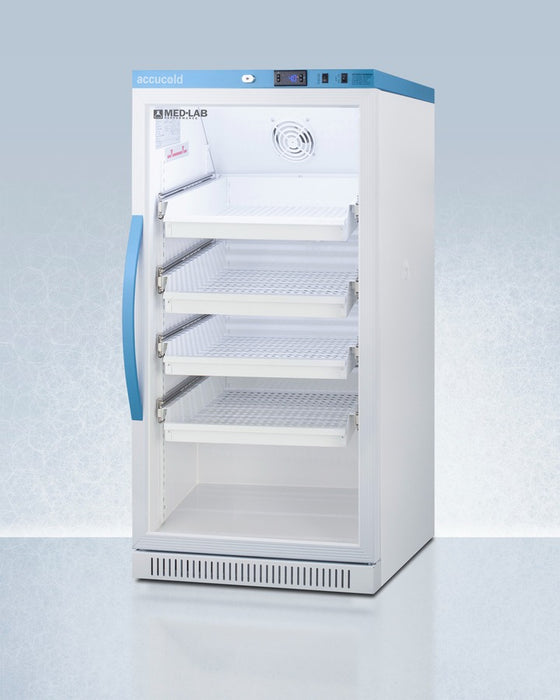 Accucold Laboratory Refrigerator, 8 Cu.Ft., Glass Door, Removable Drawers - ARG8MLDR