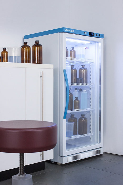Accucold Upright Laboratory Refrigerator, 8 Cu.Ft., Glass Door - ARG8ML