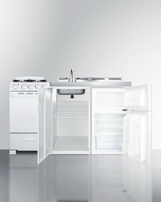 Accucold 60" Wide All-in-One Kitchenette with Gas Range - ACK60GASW