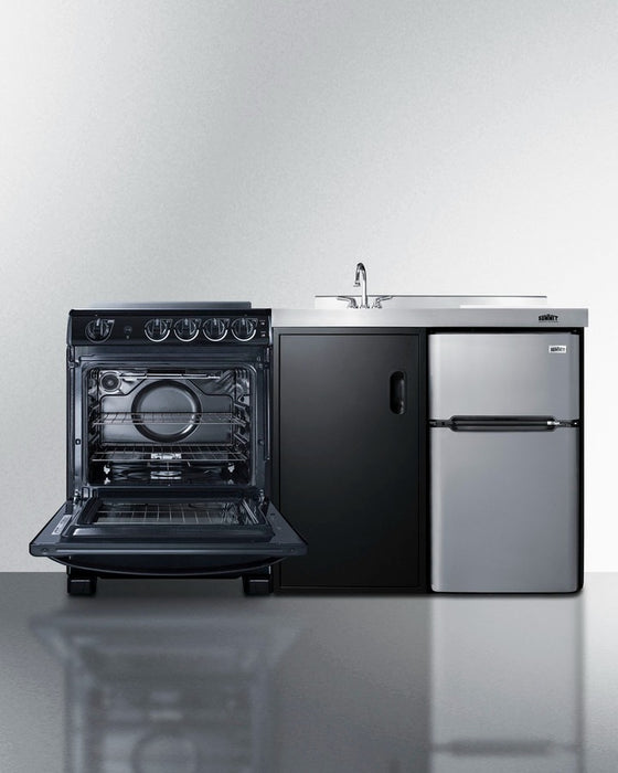 Accucold 63" Wide All-in-One Kitchenette with Electric Range - ACK63ELSTB