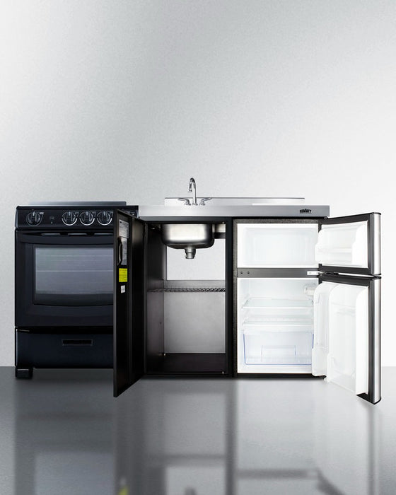 Accucold 63" Wide All-in-One Kitchenette with Electric Range - ACK63ELSTB