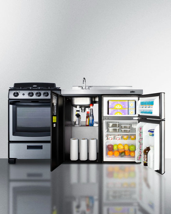 Accucold 63" Wide All-in-One Kitchenette with Gas Range - ACK63GASBSS