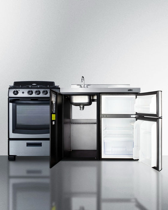 Accucold 63" Wide All-in-One Kitchenette with Gas Range - ACK63GASBSS