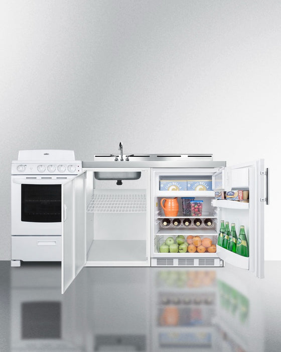 Accucold 72" Wide All-in-One Kitchenette with Electric Coil Range - ACK72COILW