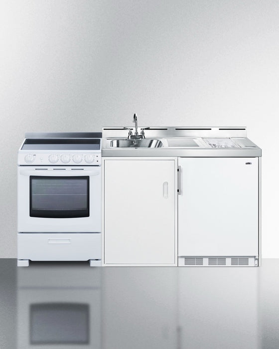 Accucold 72" Wide All-in-One Kitchenette with Electric Range - ACK72ELSTW