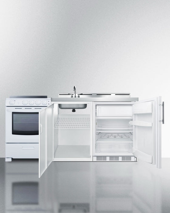Accucold 72" Wide All-in-One Kitchenette with Electric Range - ACK72ELSTW