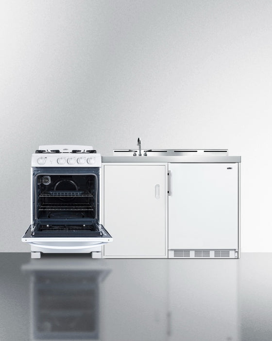 Accucold 72" Wide All-in-One Kitchenette with Gas Range - ACK72GASW