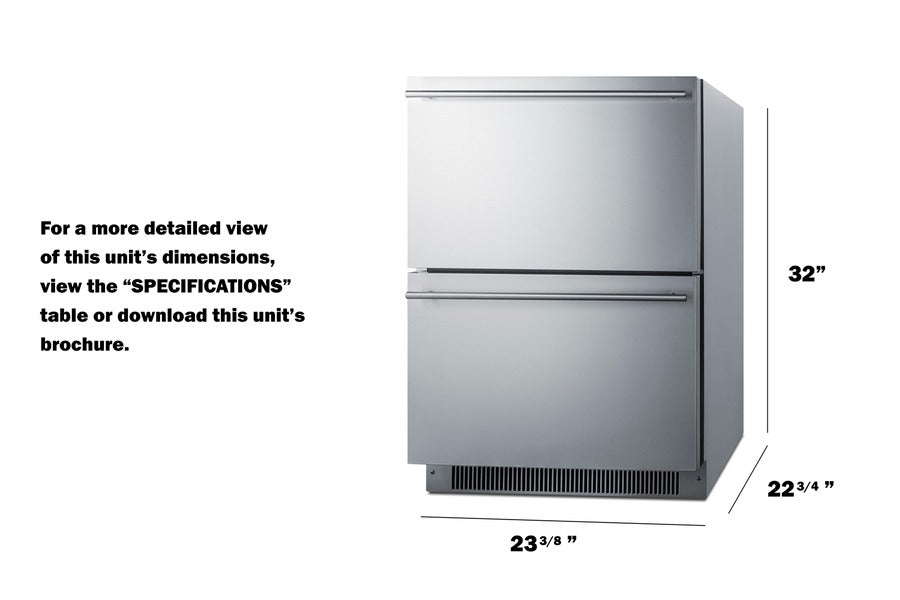Accucold 24" Wide 2-Drawer All-Freezer, ADA Compliant - ADFD2D24