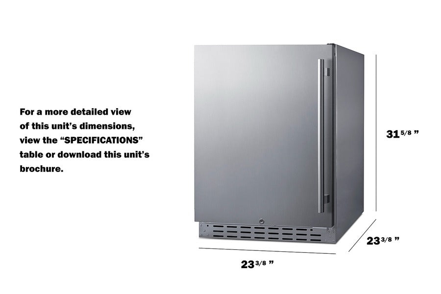 Accucold 24" Built-In Outdoor Refrigerator, ADA Compliant - AL55OSCSSLHD