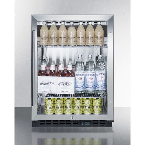 Accucold Beverage Center Cooler 5 Cu.Ft. 24" Wide Glass Door - SCR610BL